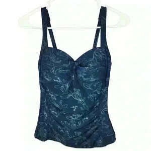 Niptuck swim tankini top navy and silver size 4